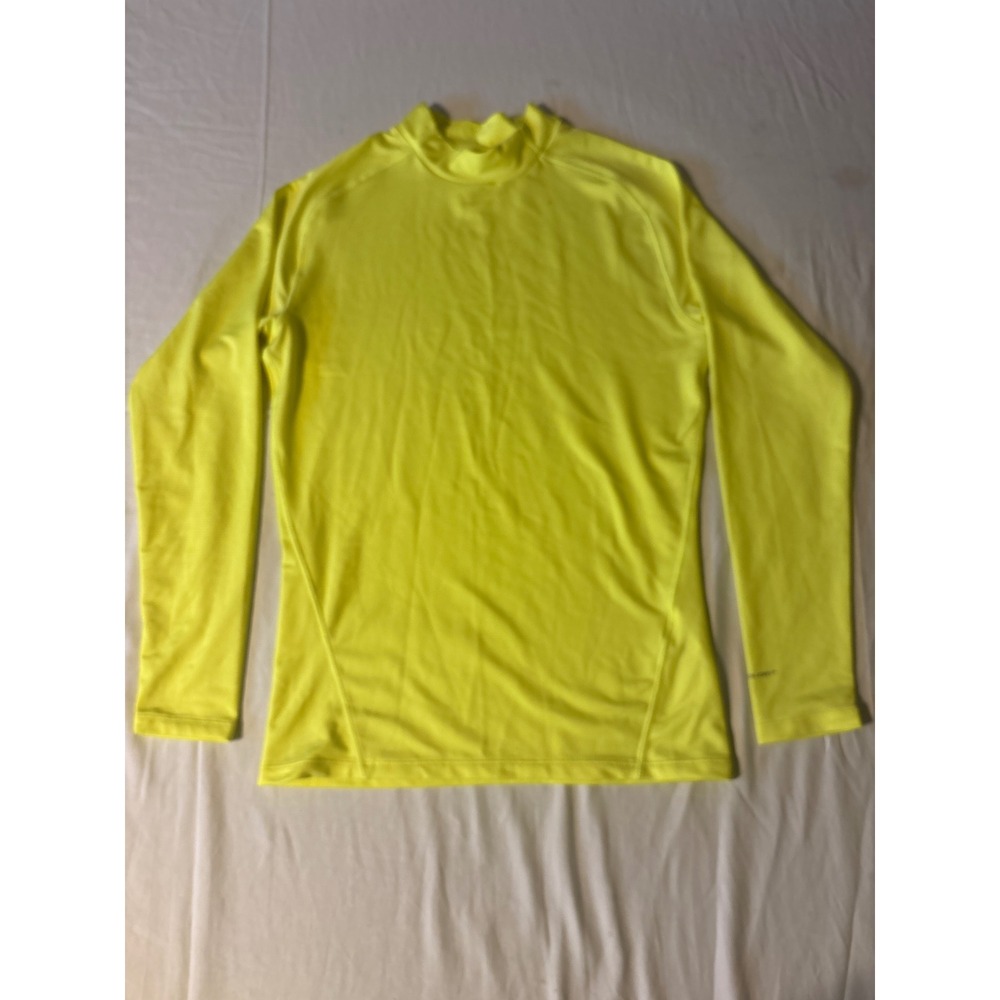 Layer 8 Performance Shirt Mens S Neon Yellow Mock Neck Long Sleeve Top